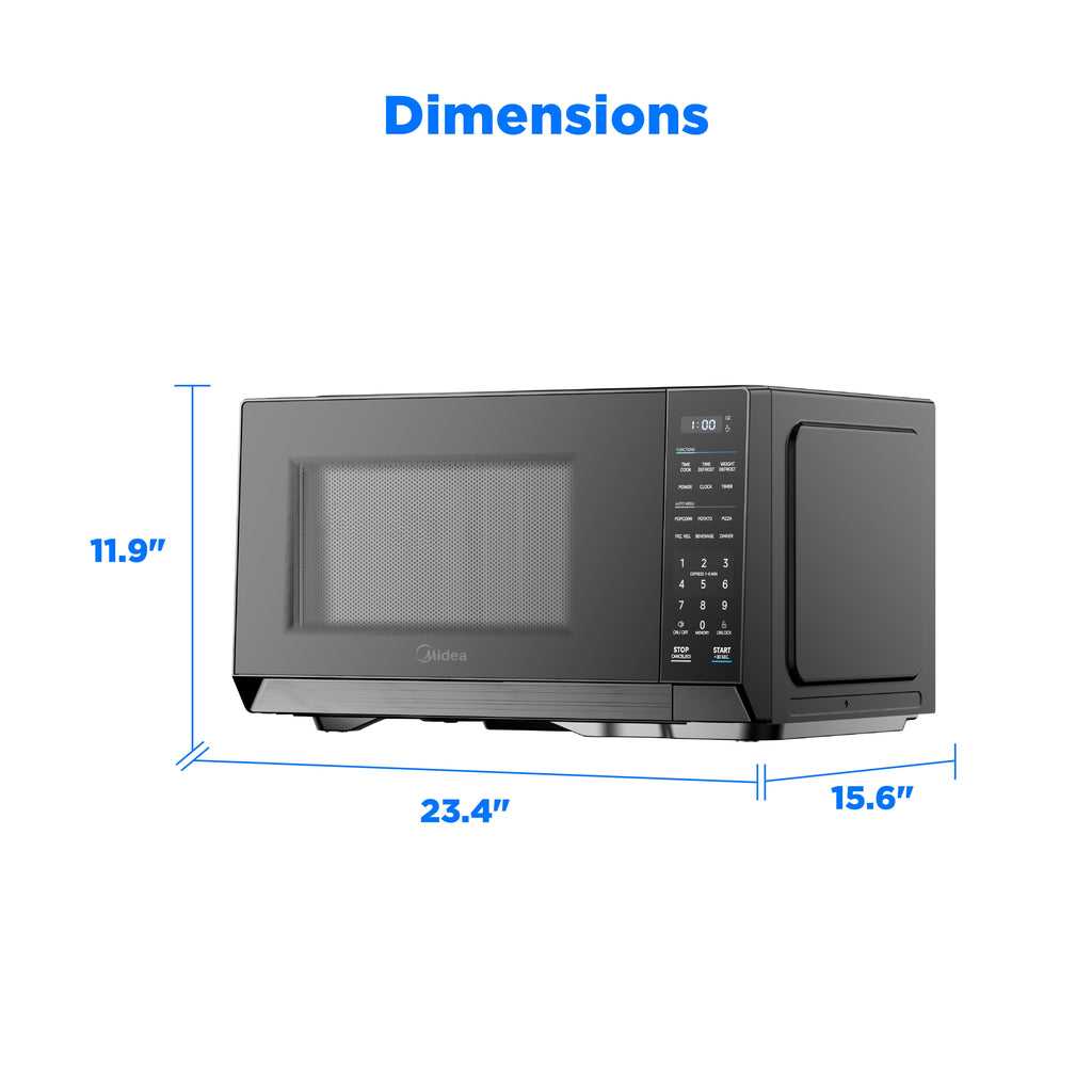 Midea 1.1 Cu. Ft. Countertop Microwave Oven, 1000W, Compact Microwave for Dorm, Office, Kitchen, Black