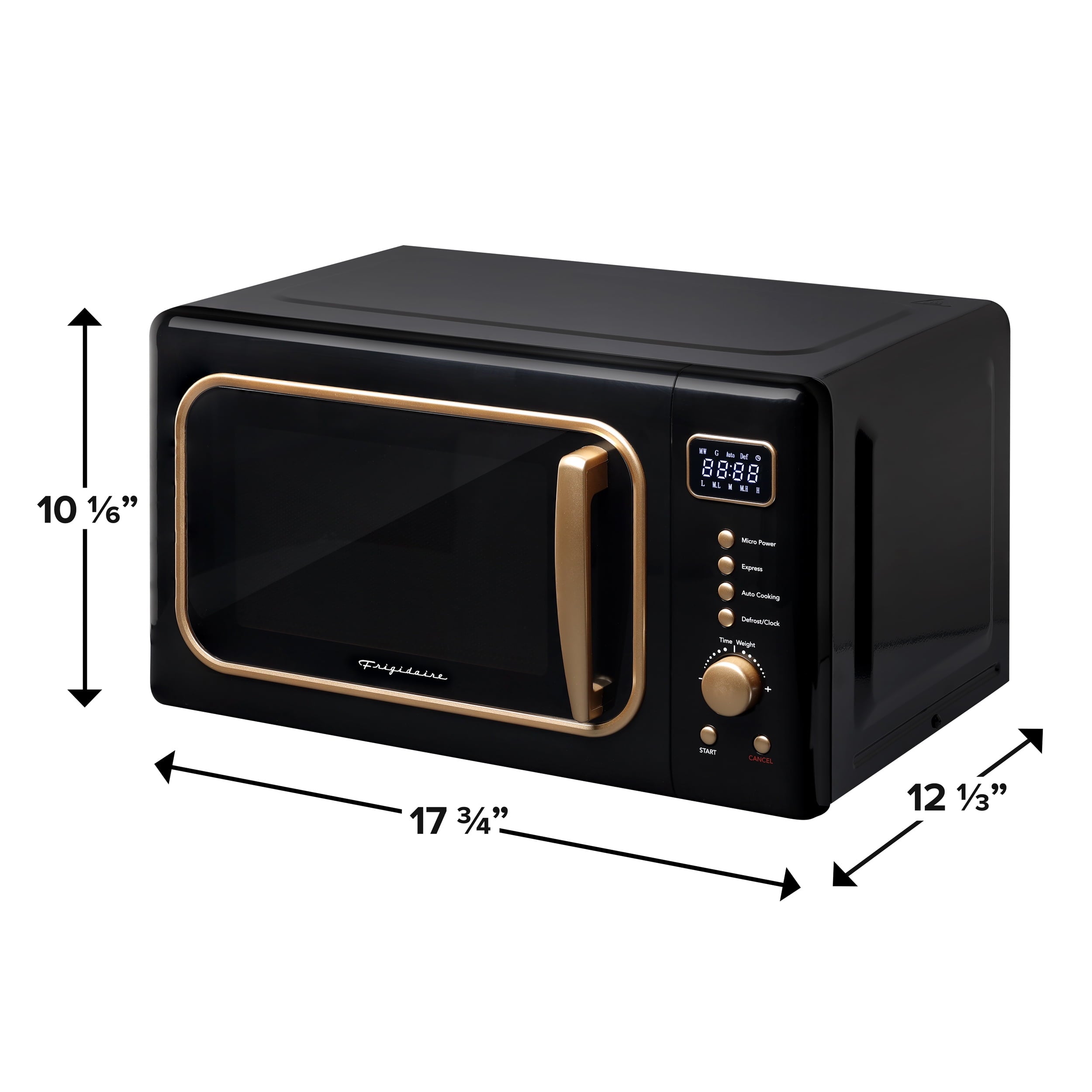 Frigidaire 0.7 Cu. Ft. Retro Countertop Microwave Oven, Black and Gold