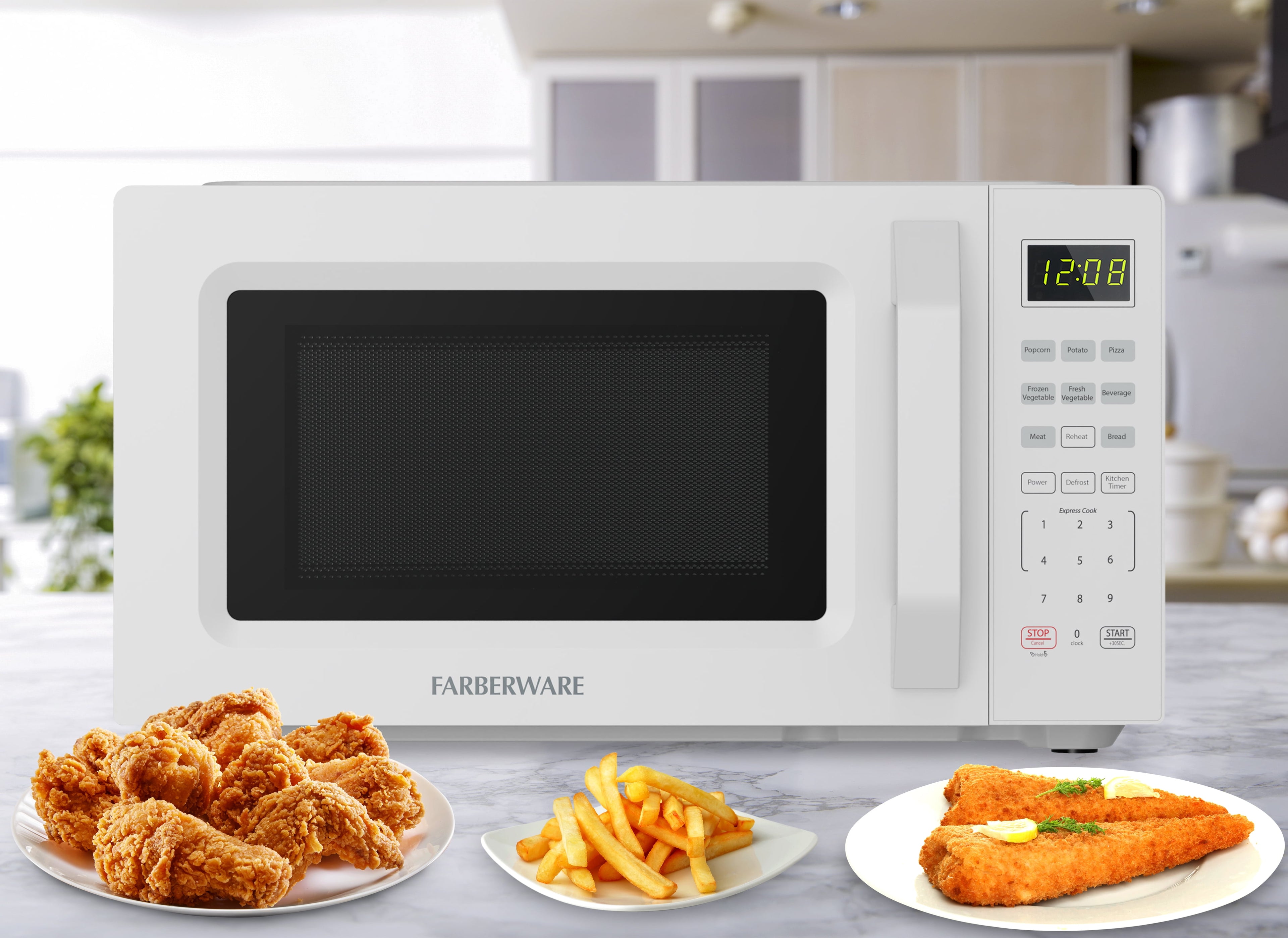 Farberware 700-Watt Compact Countertop Microwave Oven – 0.7 Cu. Ft., White