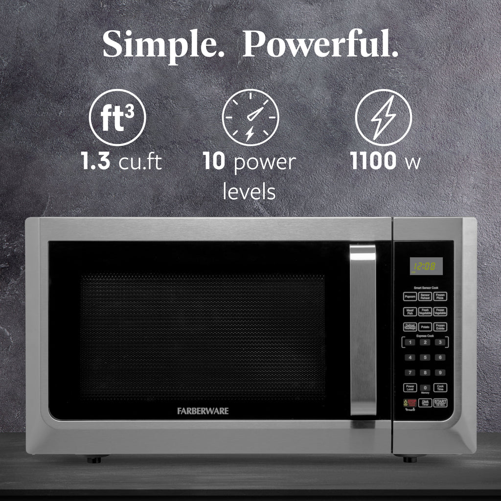 Farberware FMG13SS 1.3 Microwave Oven w LED Light/SENSOR 1100 Watts Stainless