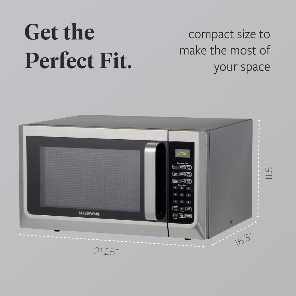 Farberware FMG13SS 1.3 Microwave Oven w LED Light/SENSOR 1100 Watts Stainless