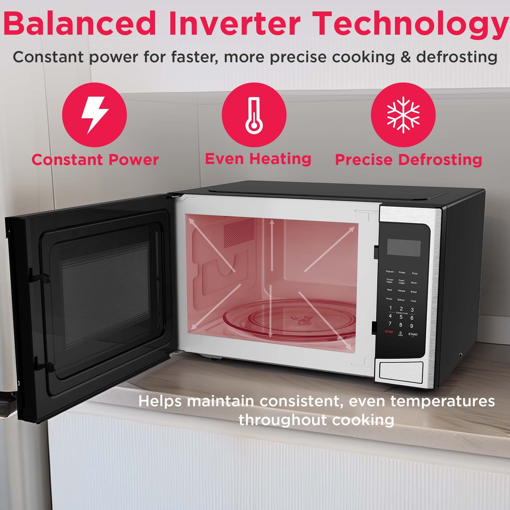 Frigidaire 1.2 Cu. Ft. Countertop Microwave, With Inverter Technology, Stainless Steel