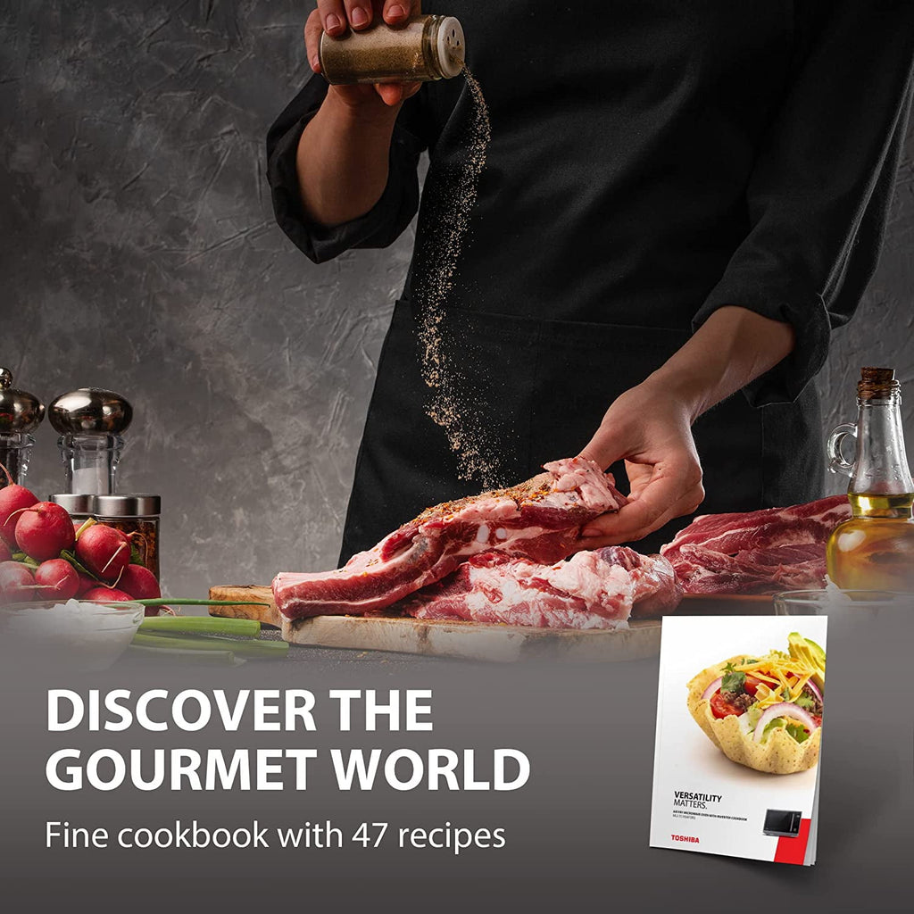 TOSHIBA 7-in-1 Countertop Microwave Oven Air Fryer Combo, Inverter, Convection, Broil, Speedy Combi, Even Defrost, Humidity Sensor, Mute Function, 27 Auto Menu&47 Recipes, 1.0 cu.ft/30QT, 1000W