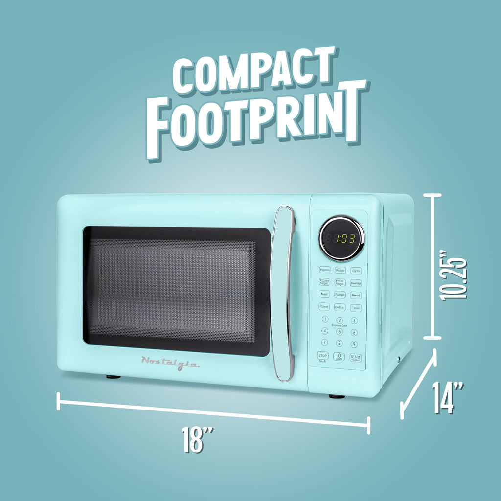 Nostalgia Retro 700W Microwave Oven – 0.7 Cu Ft Capacity – Aqua