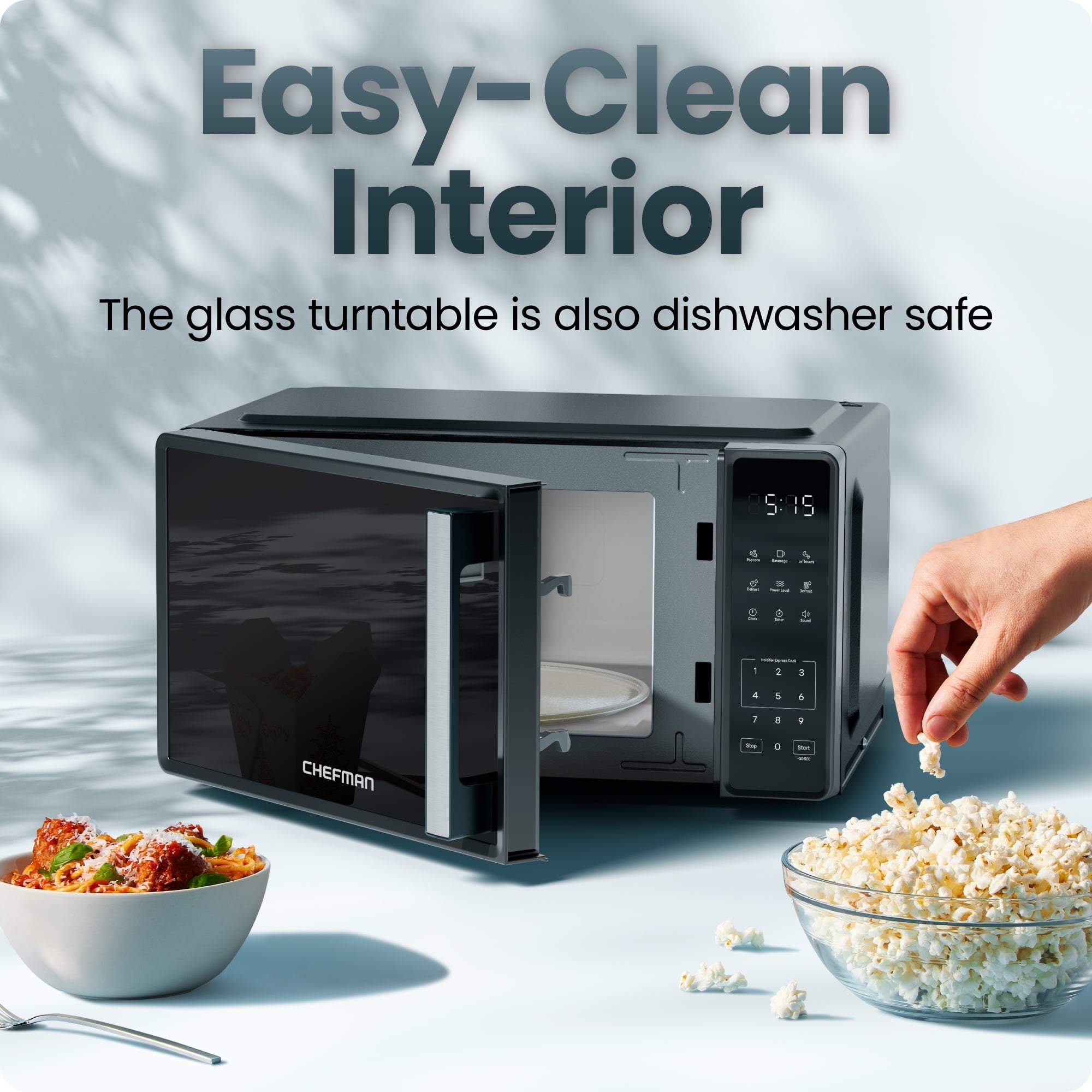 Chefman Countertop Microwave Oven 0.7 Cu. Ft., 700 Watts with 3 Presets and 10 Power Levels - Black