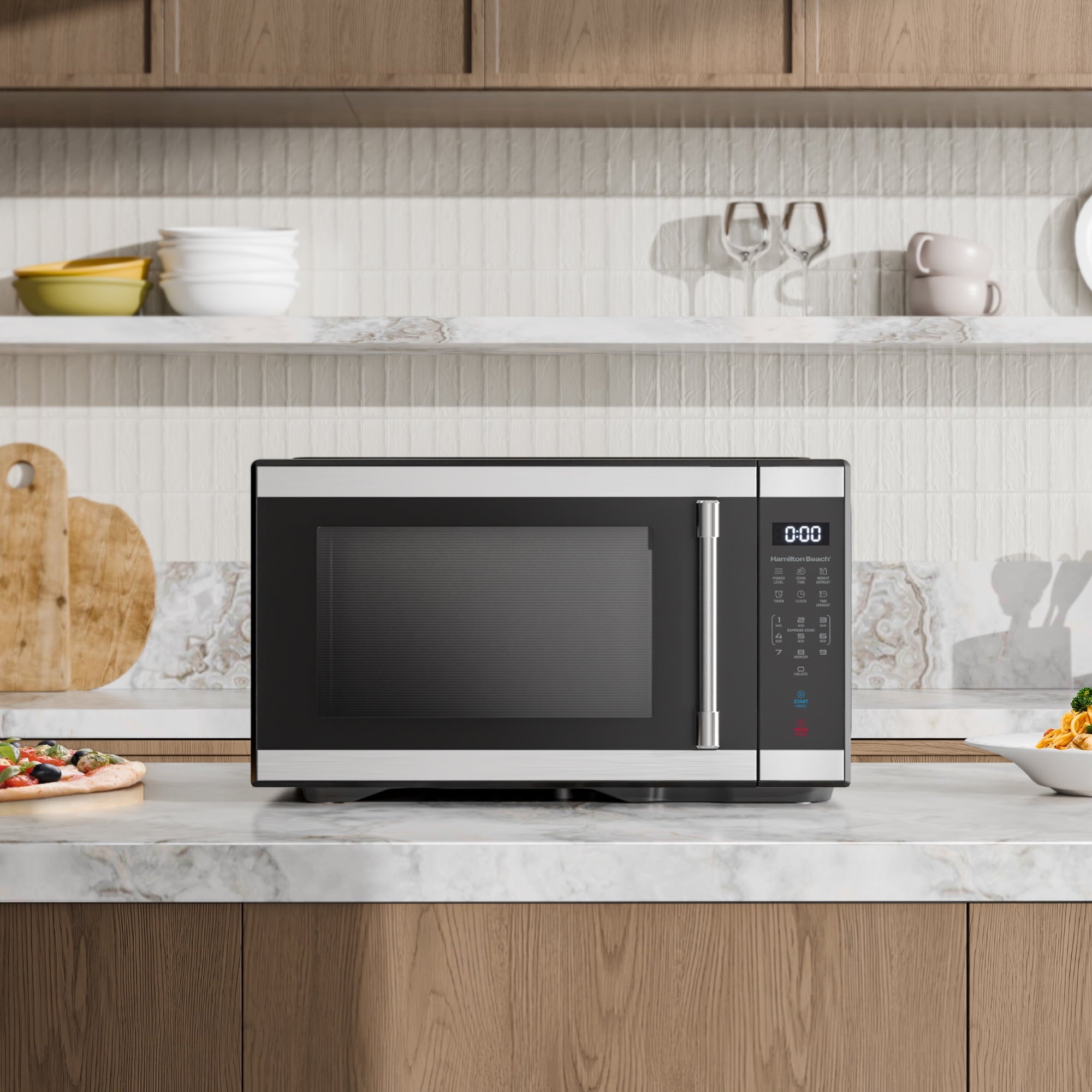 Hamilton Beach 1.1 Cu Ft Countertop Microwave Oven, Stainless Steel