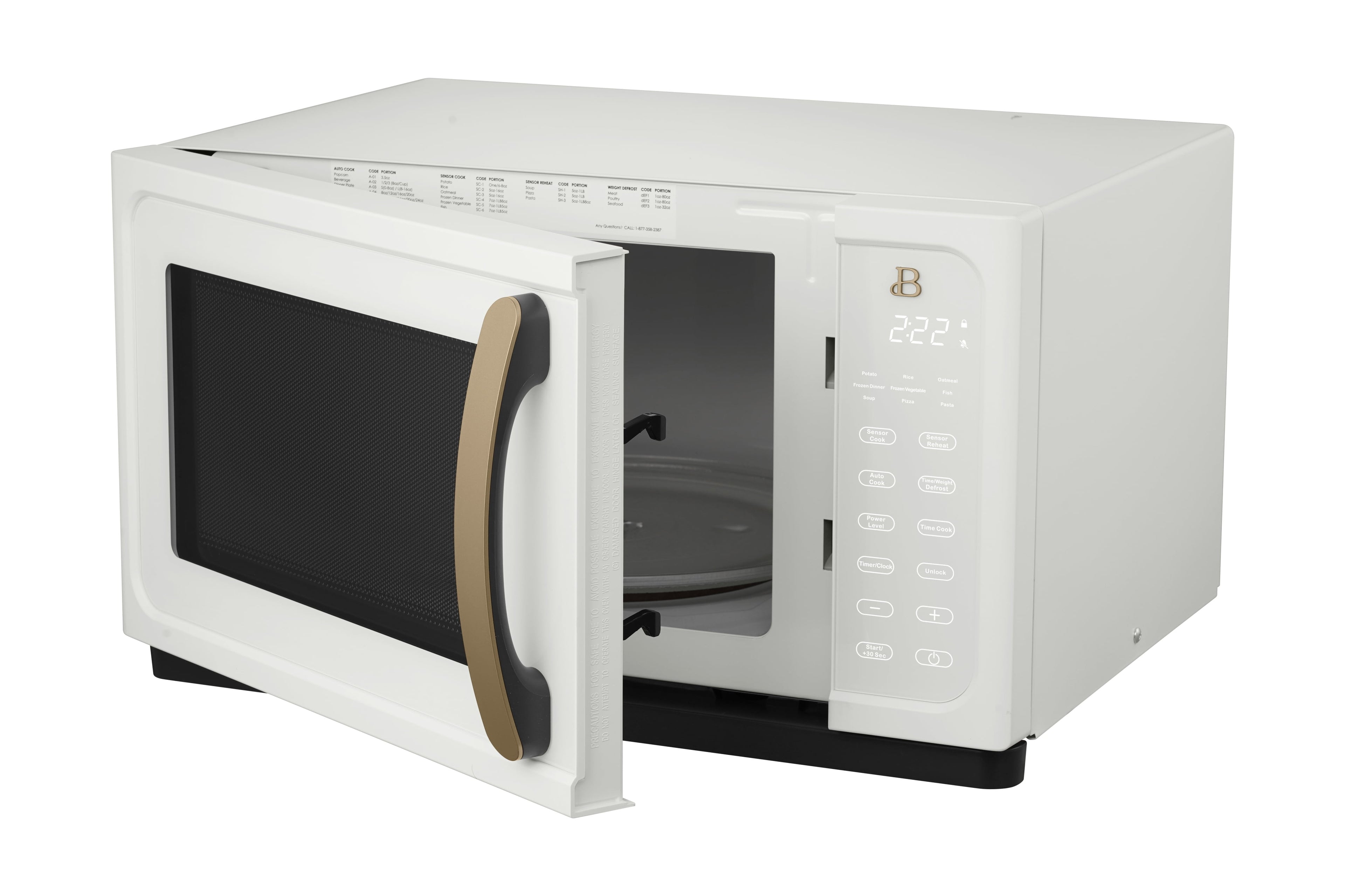 Beautiful 1.1 Cu ft 1000 Watt, Sensor Microwave Oven, White Icing by Drew Barrymore, New