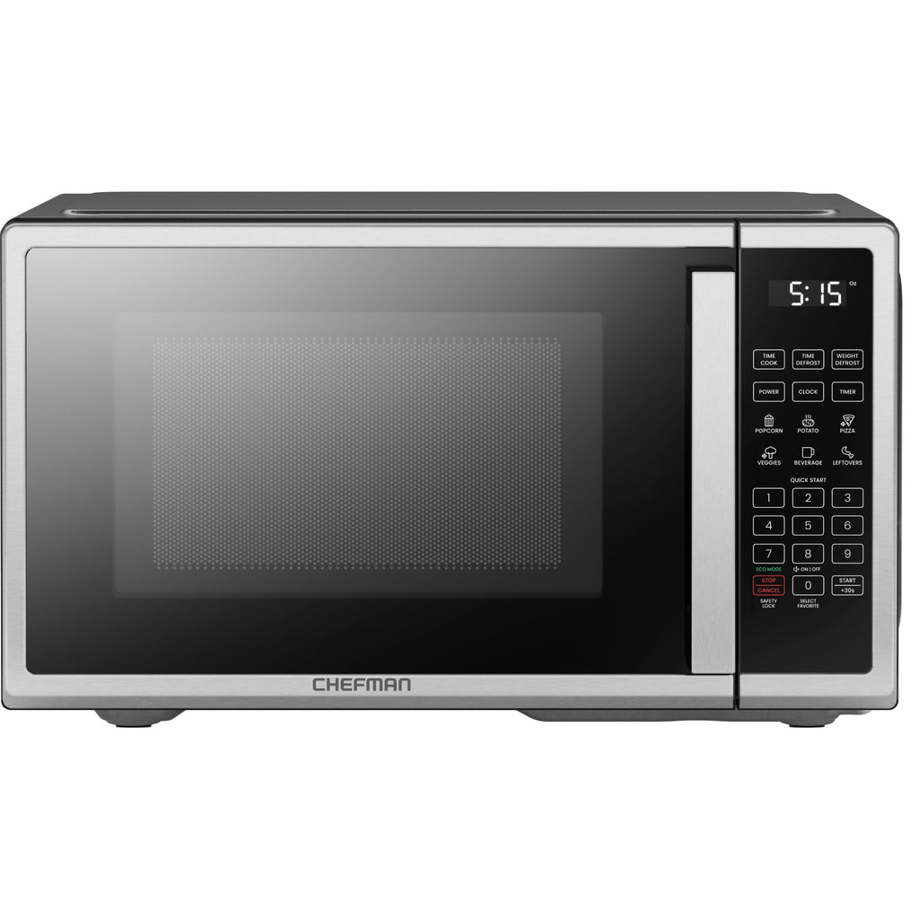 Chefman 0.9 Cu ft Countertop Microwave Oven, 900 Watts - Stainless Steel
