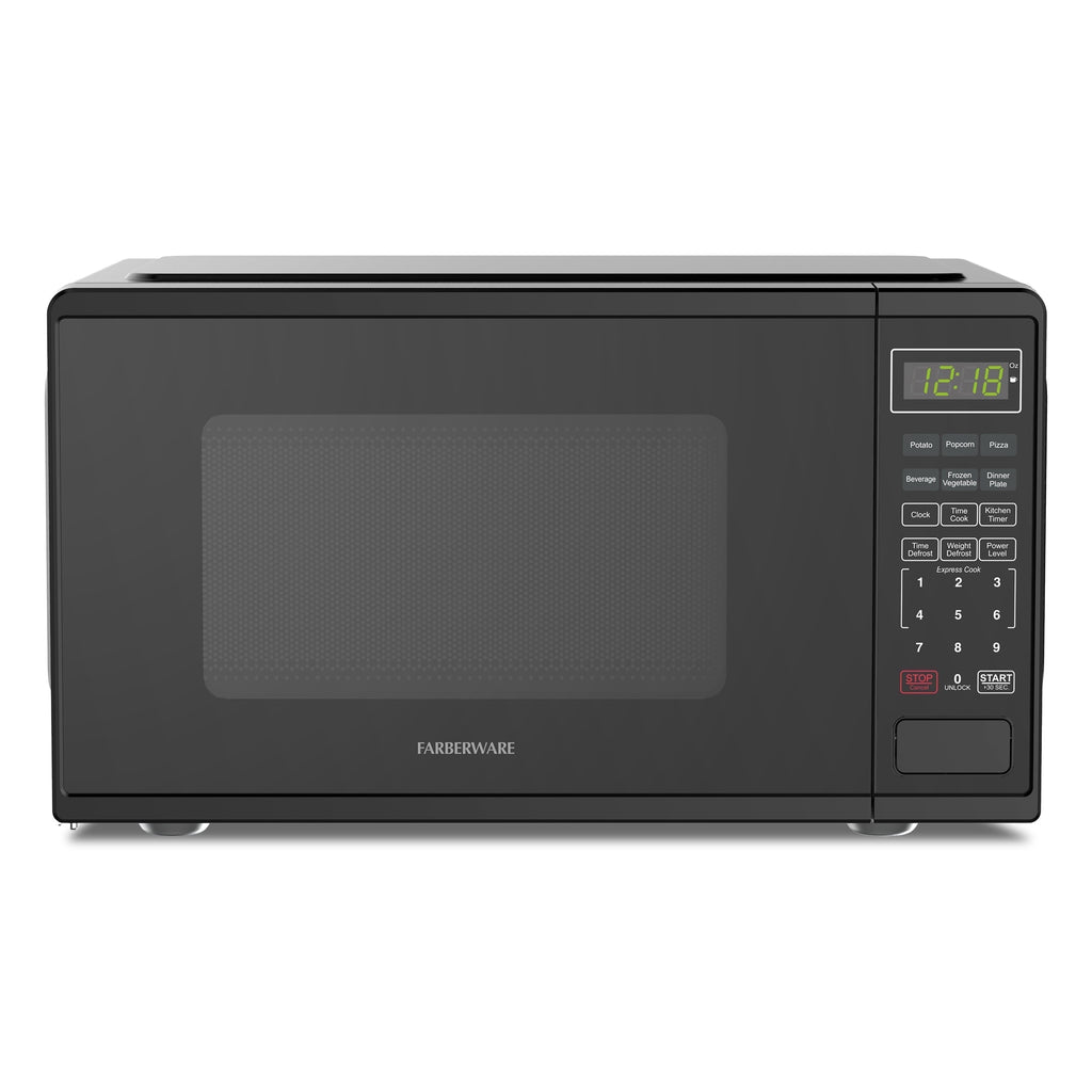 Farberware FMGZ09BKA 0.9 Cu. Ft. Microwave Oven, 900W, Digital Control, LED Display, 6 Cooking Presets, Black