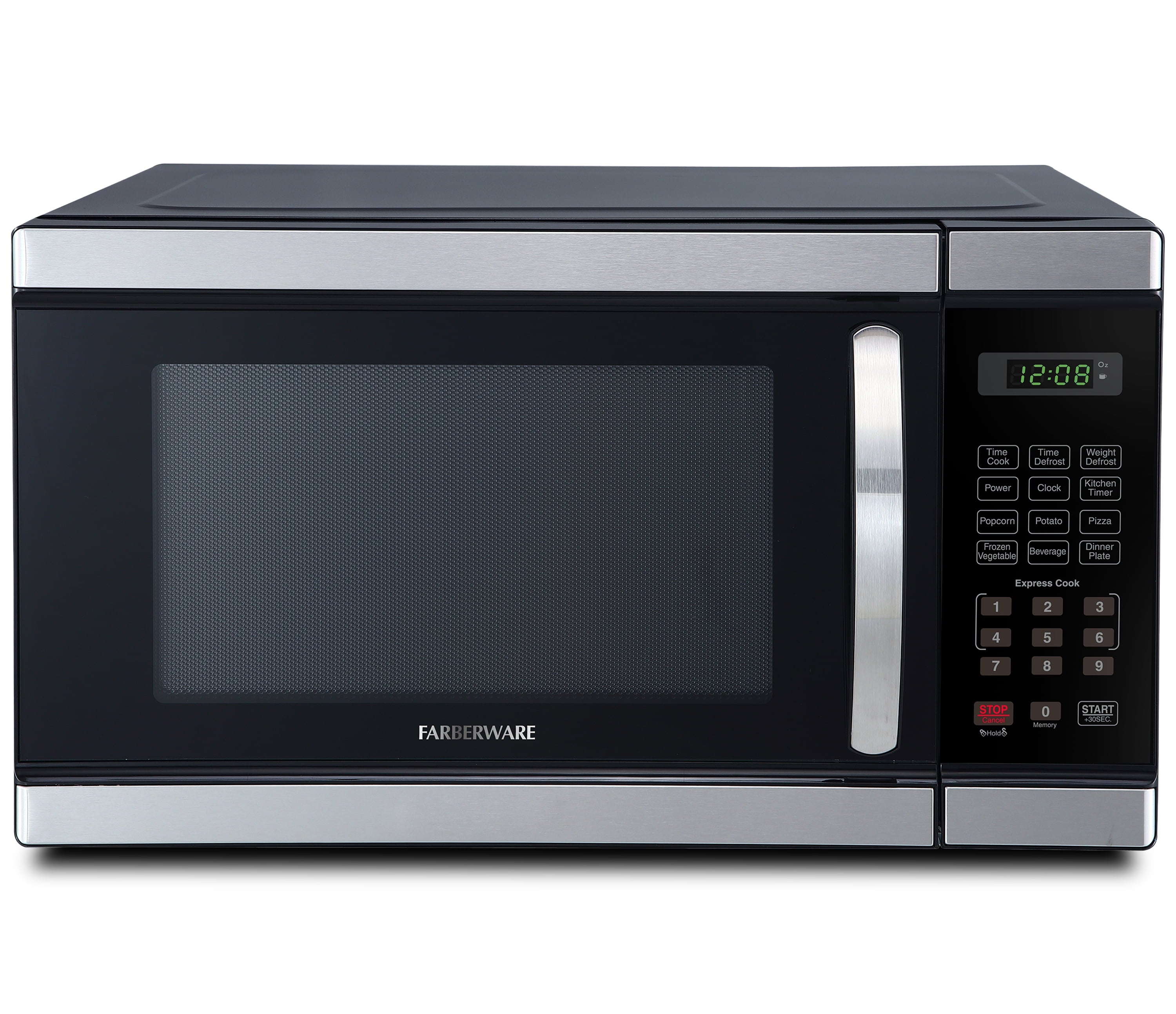 Farberware 1.1 Cu. Ft. Black & Stainless Steel Countertop Microwave – 1000W Power, Auto Cook Settings, Defrost, and Safety Lock