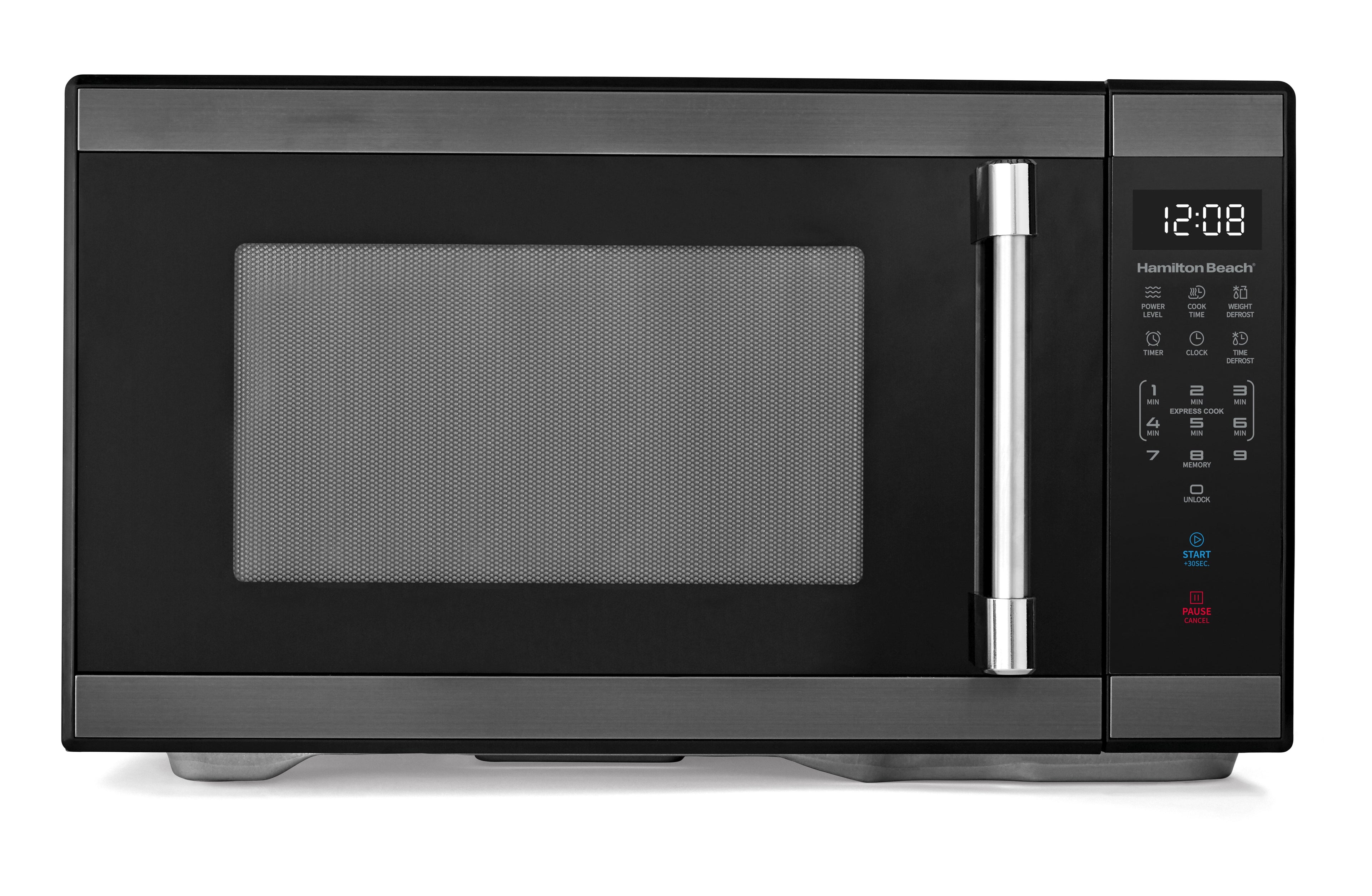 Hamilton Beach 1.1 Cu ft Countertop Microwave Oven, White and Stainless Steel