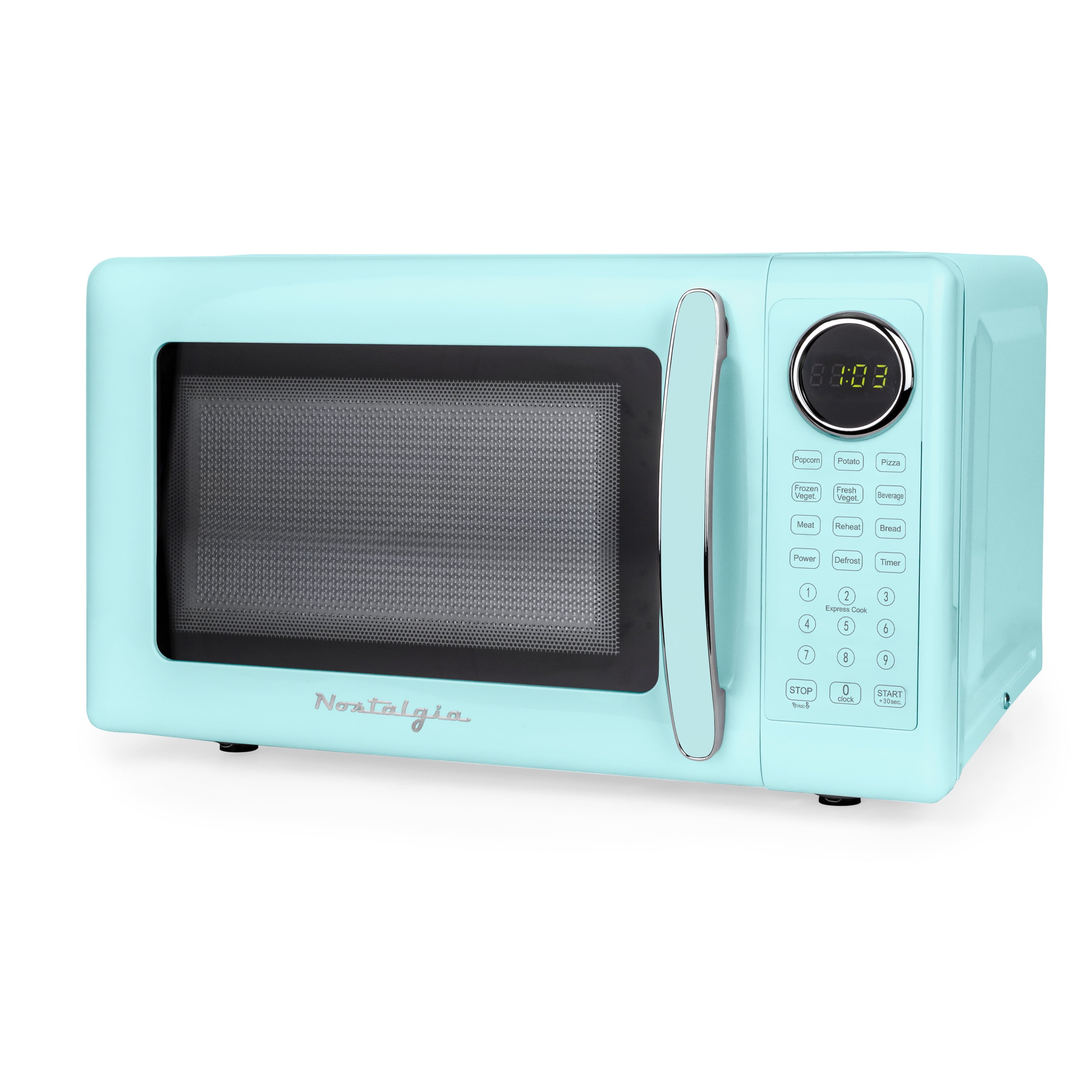 Nostalgia Retro 700W Microwave Oven – 0.7 Cu Ft Capacity – Aqua