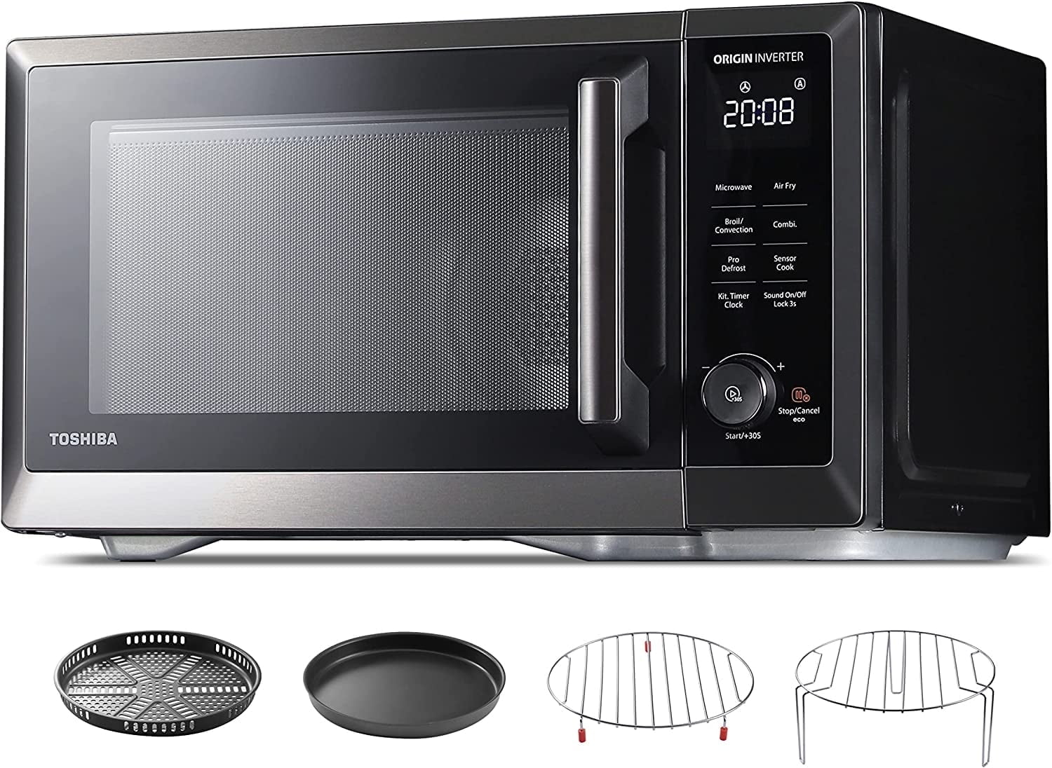 TOSHIBA 6-in-1 Inverter Microwave Oven Air Fryer Combo, MASTER Series, Countertop Microwave, Air Fryer, Broil, Convection, Speedy Combi, Even Defrost, 11.3 Turntable, Eco-Mode, 27 Auto Menu
