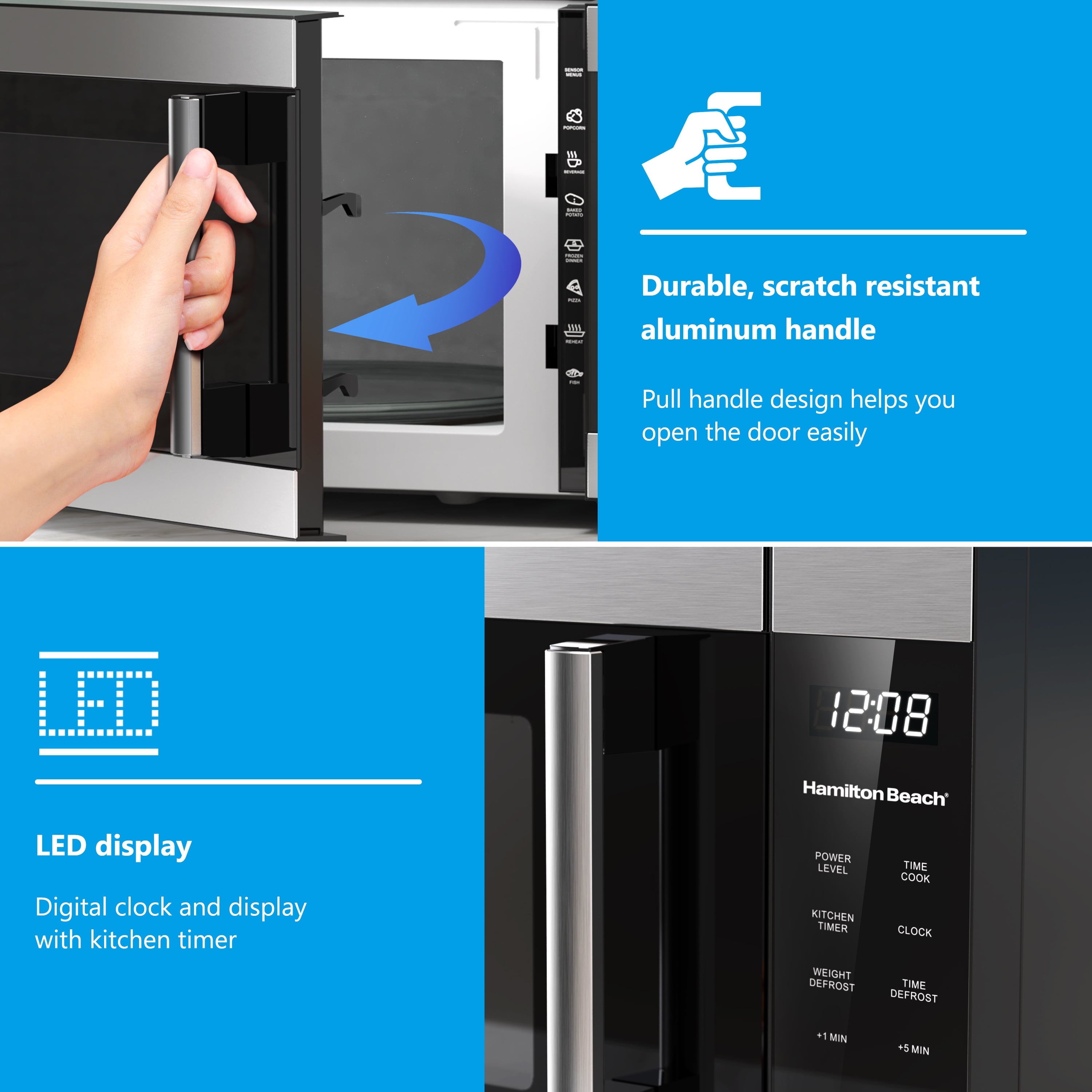 Hamilton Beach 1.6 Cu ft Sensor Cook Countertop Microwave Oven in Stainless Steel, New