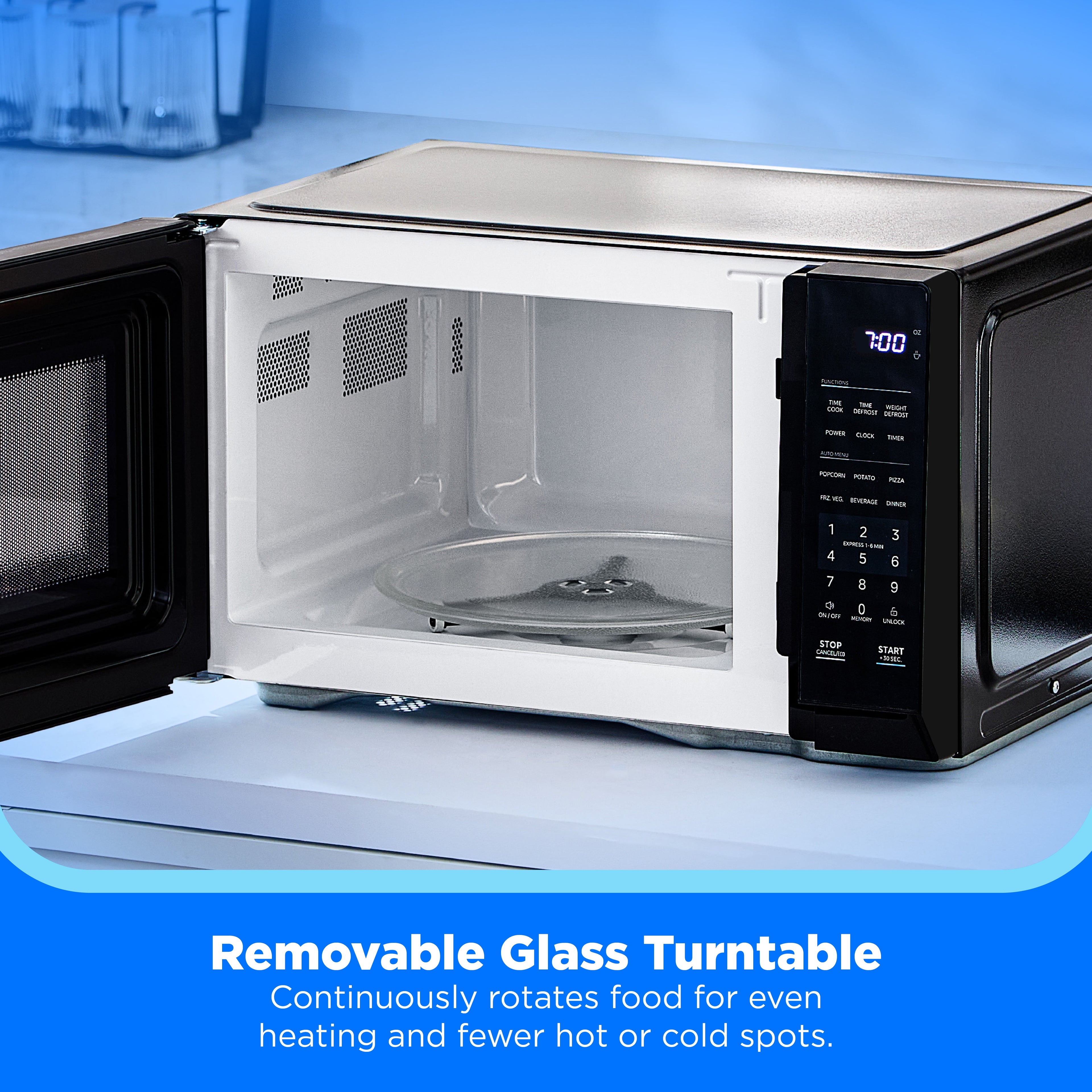 Midea 1.1 Cu. Ft. Countertop Microwave Oven, 1000W, Compact Microwave for Dorm, Office, Kitchen, Black