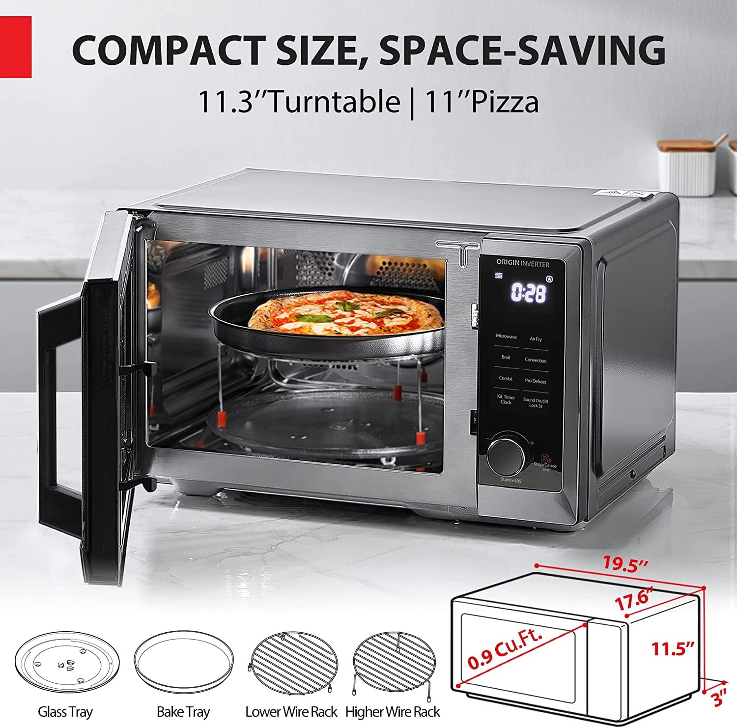 TOSHIBA 6-in-1 Inverter Microwave Oven Air Fryer Combo, MASTER Series, Countertop Microwave, Air Fryer, Broil, Convection, Speedy Combi, Even Defrost, 11.3 Turntable, Eco-Mode, 27 Auto Menu