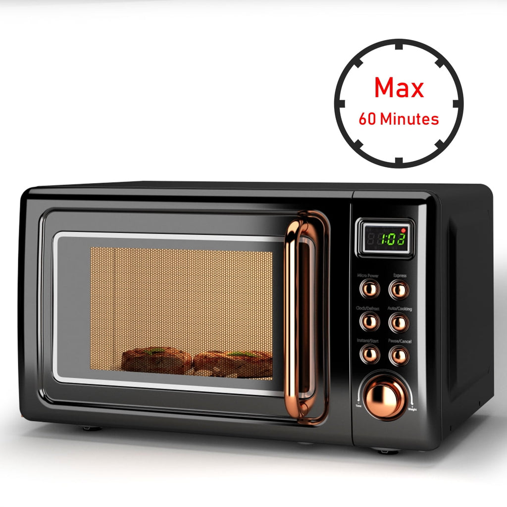 Costway 0.7Cu.ft Retro Countertop Microwave Oven 700W LED Display Glass Turntable Rose Gold