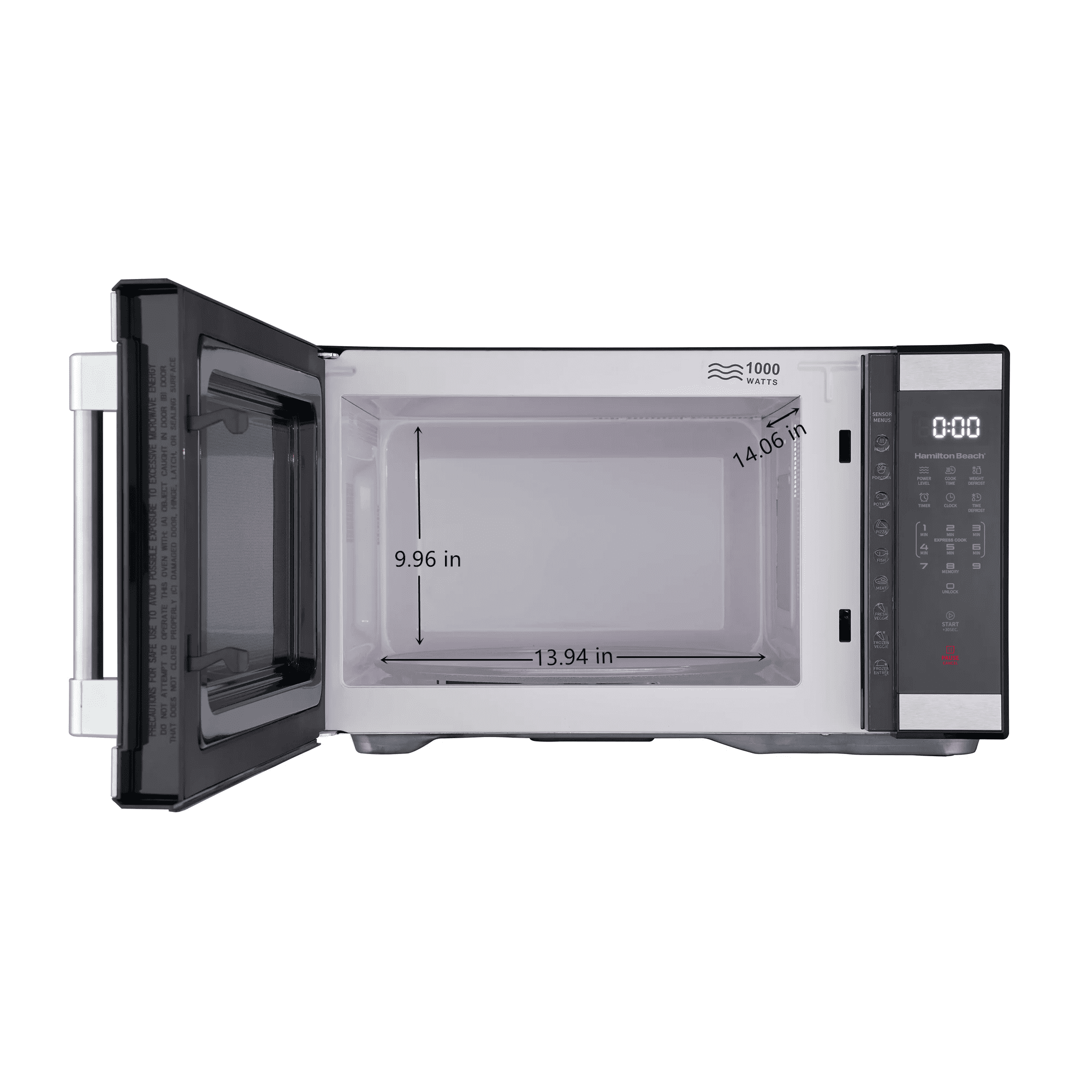 Hamilton Beach 1.1 Cu Ft Countertop Microwave Oven, Stainless Steel