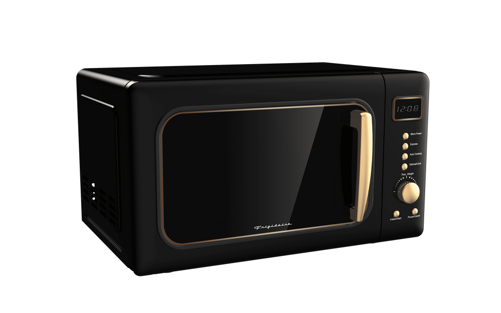 Frigidaire 0.7 Cu. Ft. Retro Countertop Microwave Oven, Black and Gold