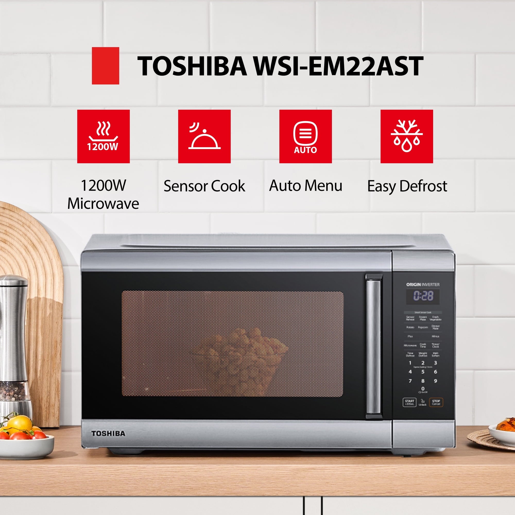 Toshiba 2.2 cu. ft. 24.4'' Microwave Oven in Stainless Steel