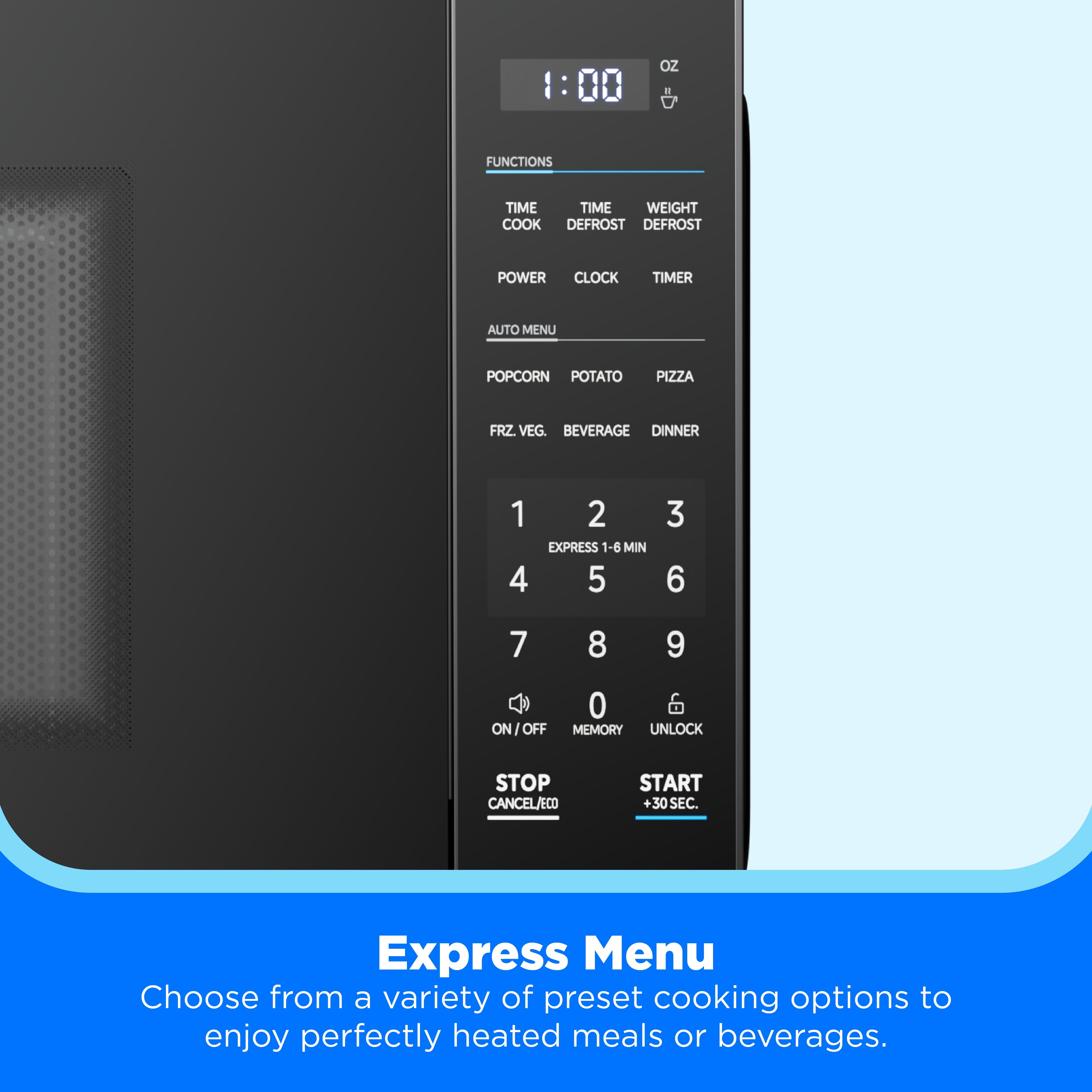 Midea 1.1 Cu. Ft. Countertop Microwave Oven, 1000W, Compact Microwave for Dorm, Office, Kitchen, Black