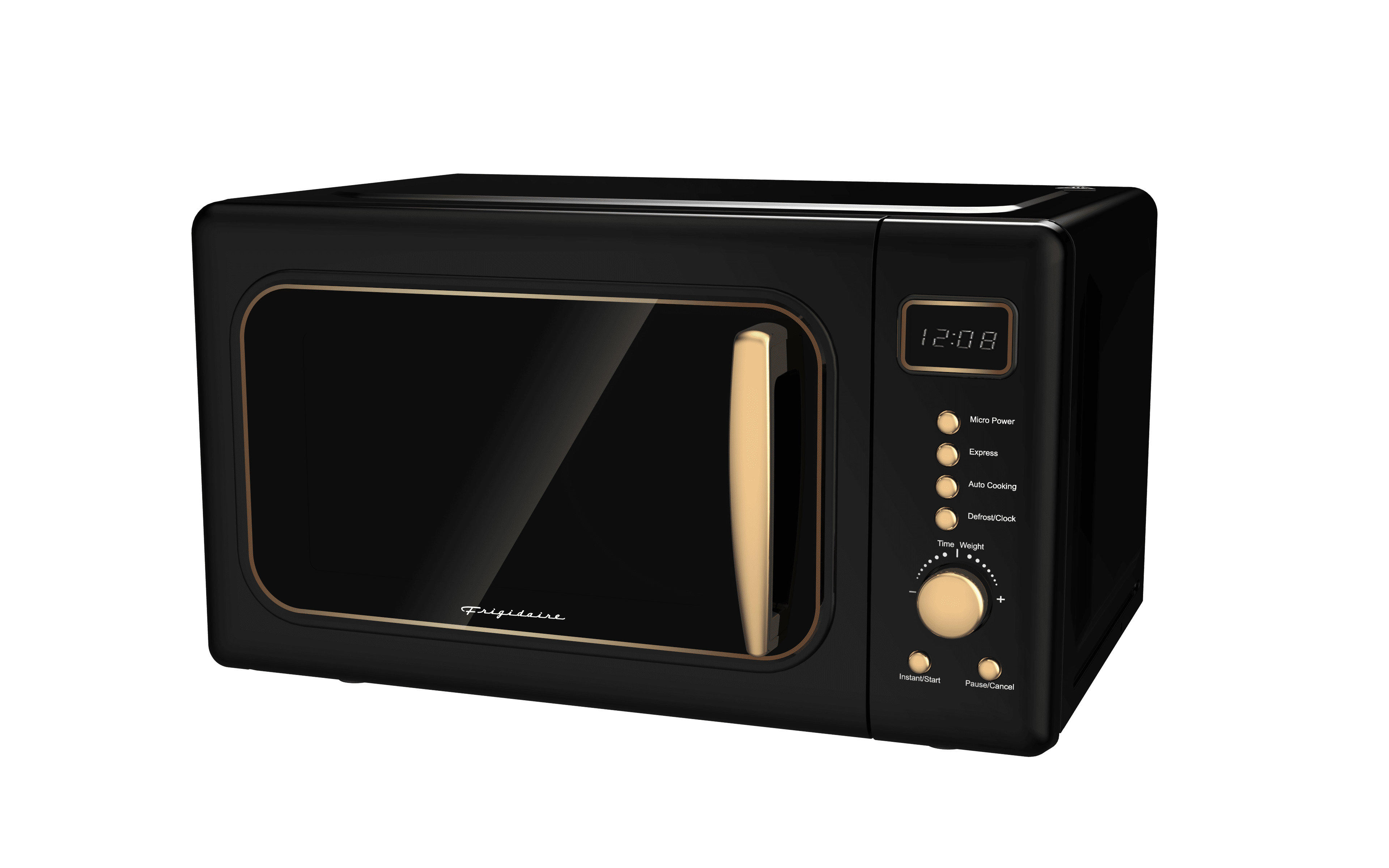 Frigidaire 0.7 Cu. Ft. Retro Countertop Microwave Oven, Black and Gold