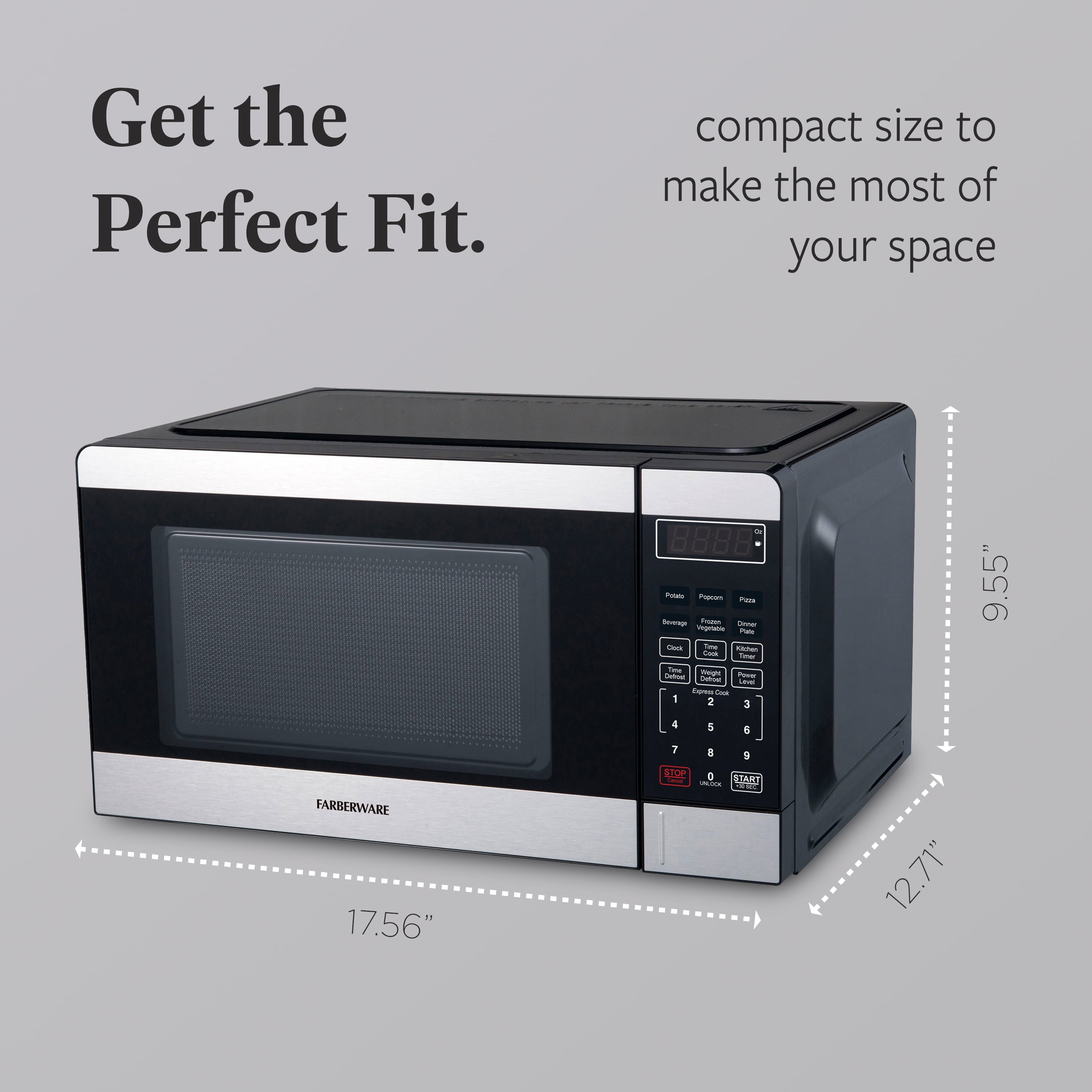 Farberware 0.7 Cu. Ft Compact Microwave Oven, 700W, Stainless Steel