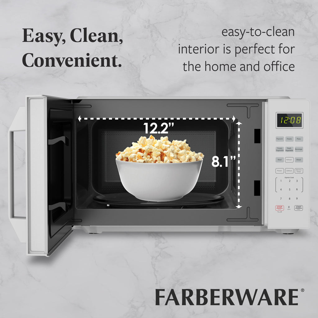 Farberware 700-Watt Compact Countertop Microwave Oven – 0.7 Cu. Ft., White