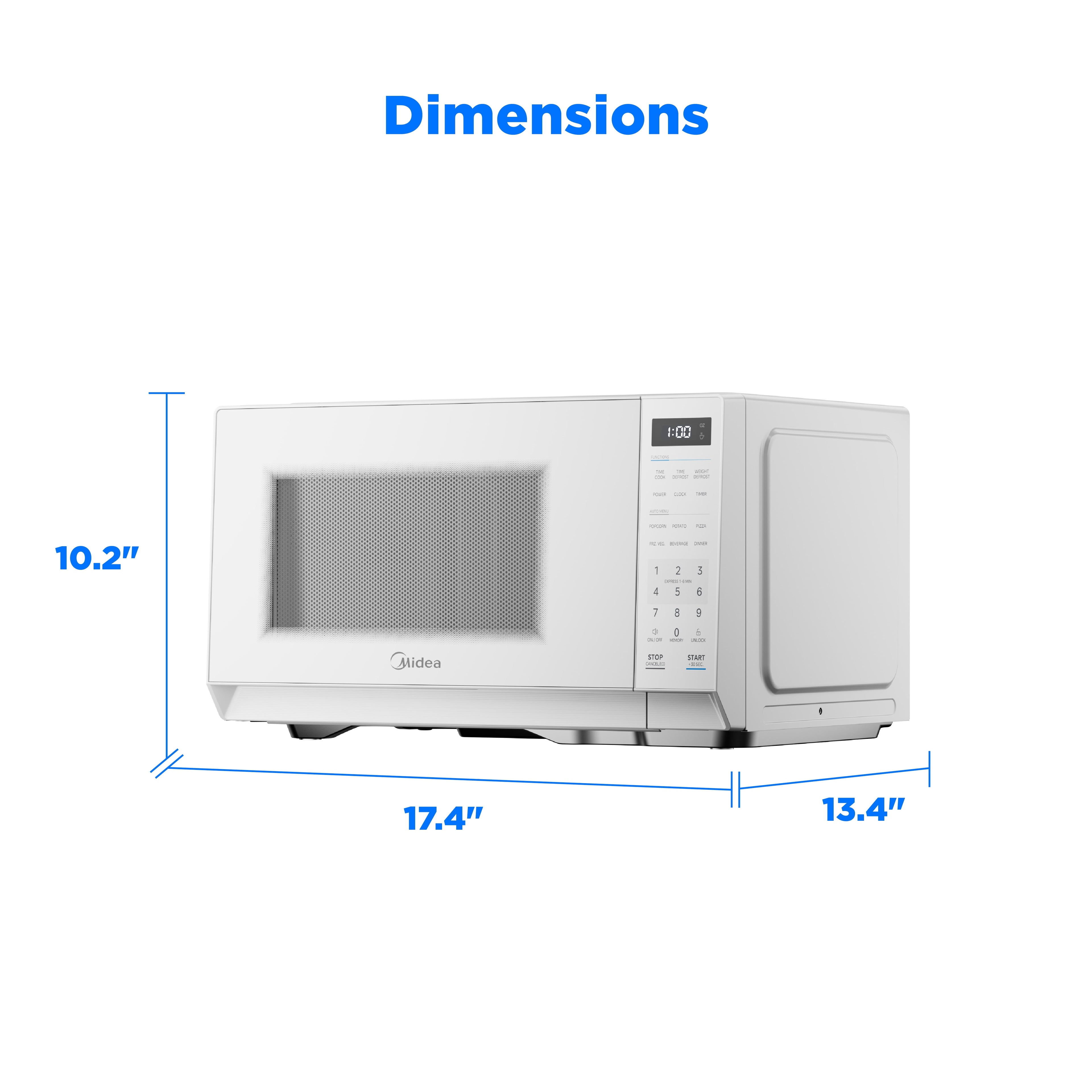 Midea Countertop Microwave Oven, 0.7 Cu Ft, 700 Watts, 11 Power Levels, Compact, White